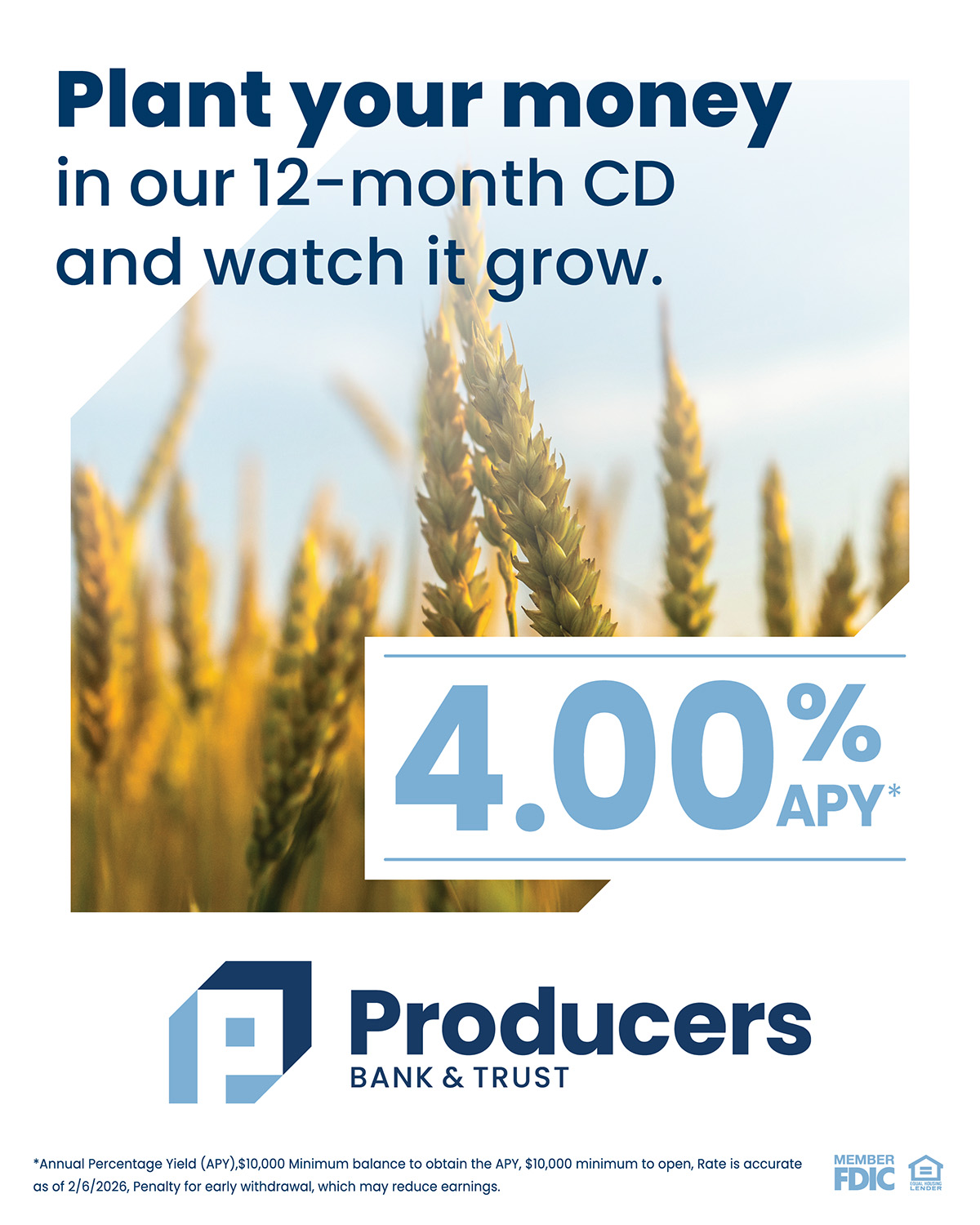 Producers updated interest rates 4.00% APR